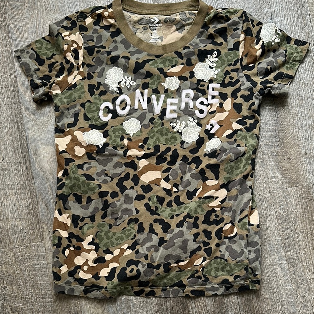 Converse Green and Brown Camo Short Sleeve Tee